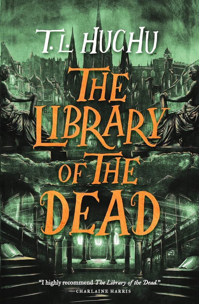 The Library of the Dead by T.L. Huchu book cover
the city of Edinburgh casted in green.