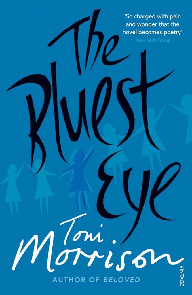 The Bluest Eye by Toni Morrison, book cover with paper doll across the center