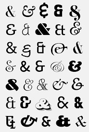Different designs of the ampersand throughout history