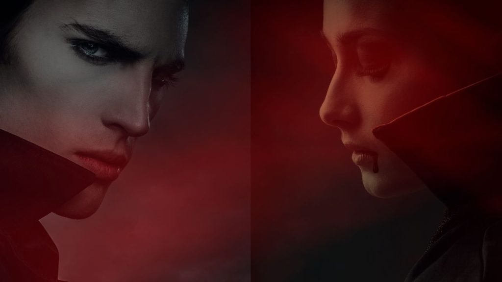 One man and one woman are on opposite sides. Both vampires 