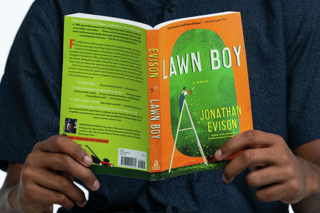 Lawn Boy by Jonathan Evison, one of the challenged books. Image via New Haven Register. 