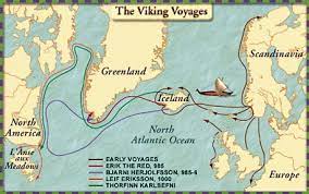 Map of Leif Erikson's voyage around Europe and to North America
