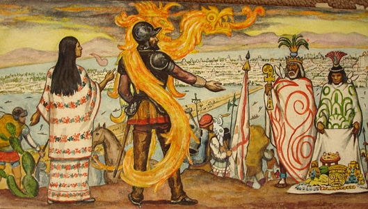 Inside Mexico Native Mexicans welcoming the Spanish before their attack  