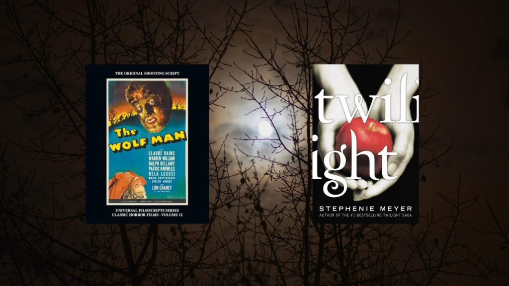 The wolf man and Twilight by Stephenie Meyer book covers
