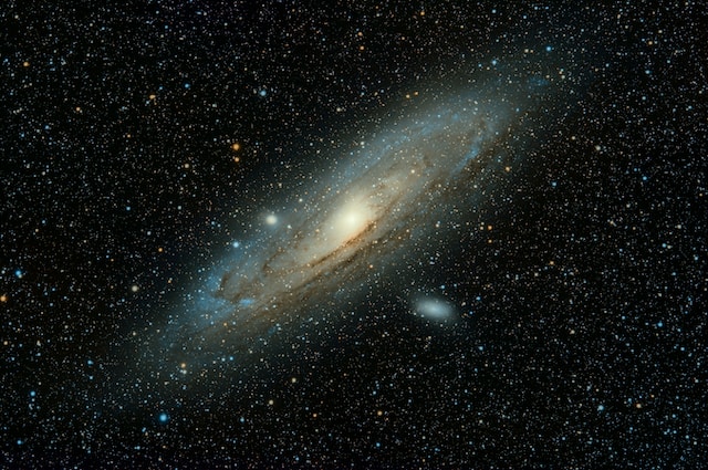 Andromeda galaxy surrouded by thousands of stars.