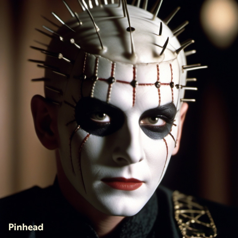 AI Yearbook photo of Pinhead from Hellraiser.
