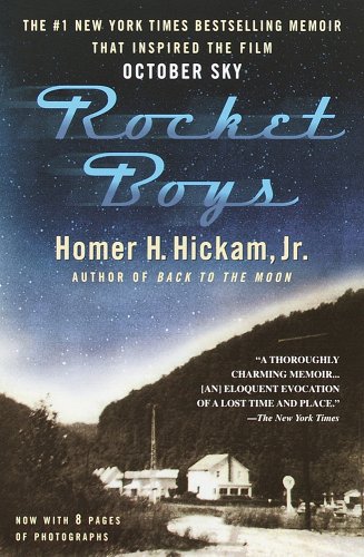 Rocket Boys cover with a starry night sky and an image of a white house nestled in the hills.