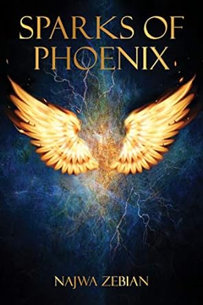 A dark blue background covers the book with a vibrant orange pair of phoenix wings in the middle