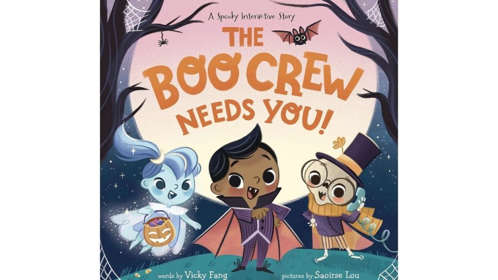 The Boo Crew Needs YOU cover by Vicky Fang, showing a ghost, a vampire, and a skeleton all happy and ready for adventure!