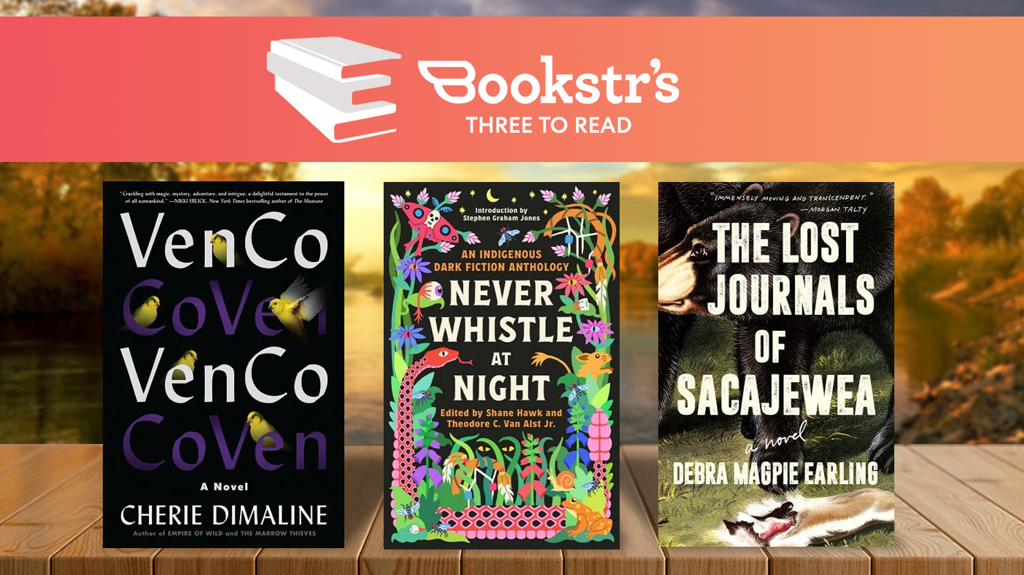 Three to read banner featureing the featured books of the week for Native American Heritage