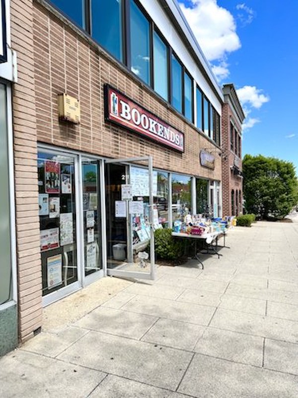 The outside storefront of Bookends on a sunny day