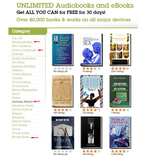 All You Can Books Audiobook website collection