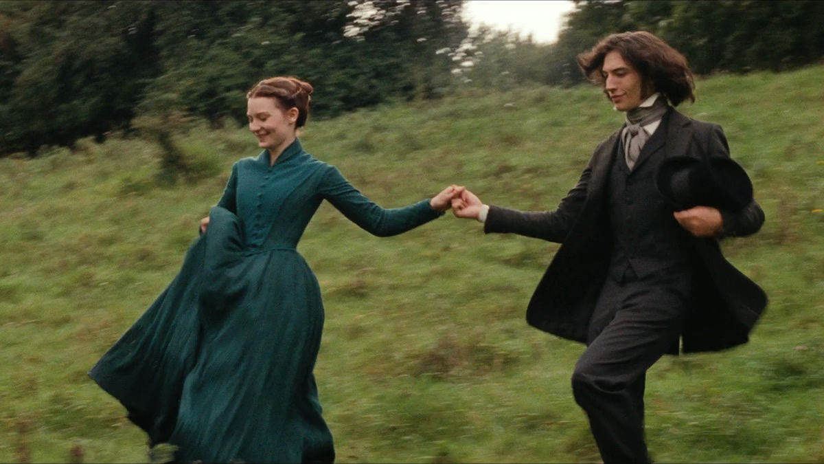 Madame Bovary and Leon Dupuis running through the garden together 