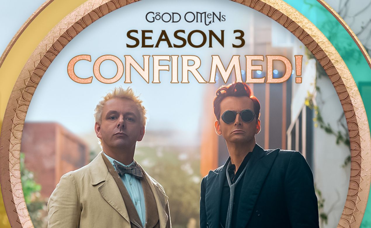 Good Omens Season 3 confirmation poster from Neil Gaiman