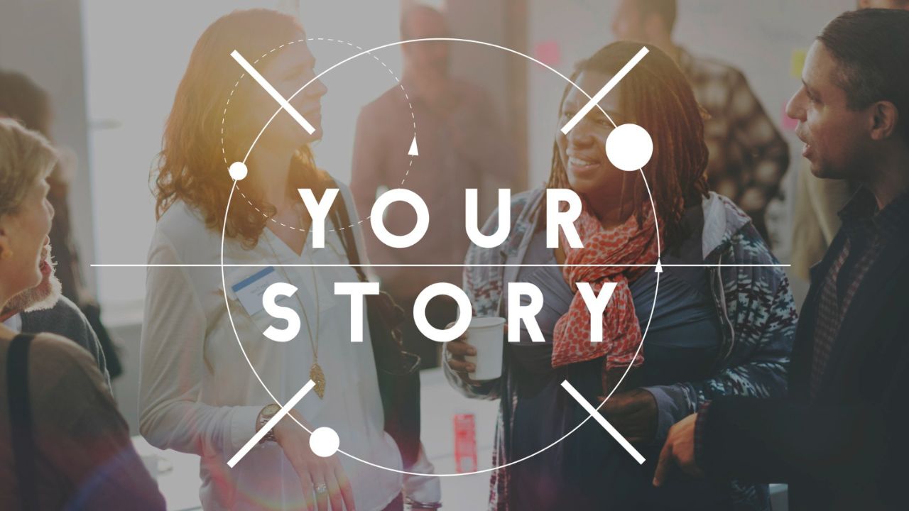 people talking in a bright room with a "Your Story" logo super imposed on the front.