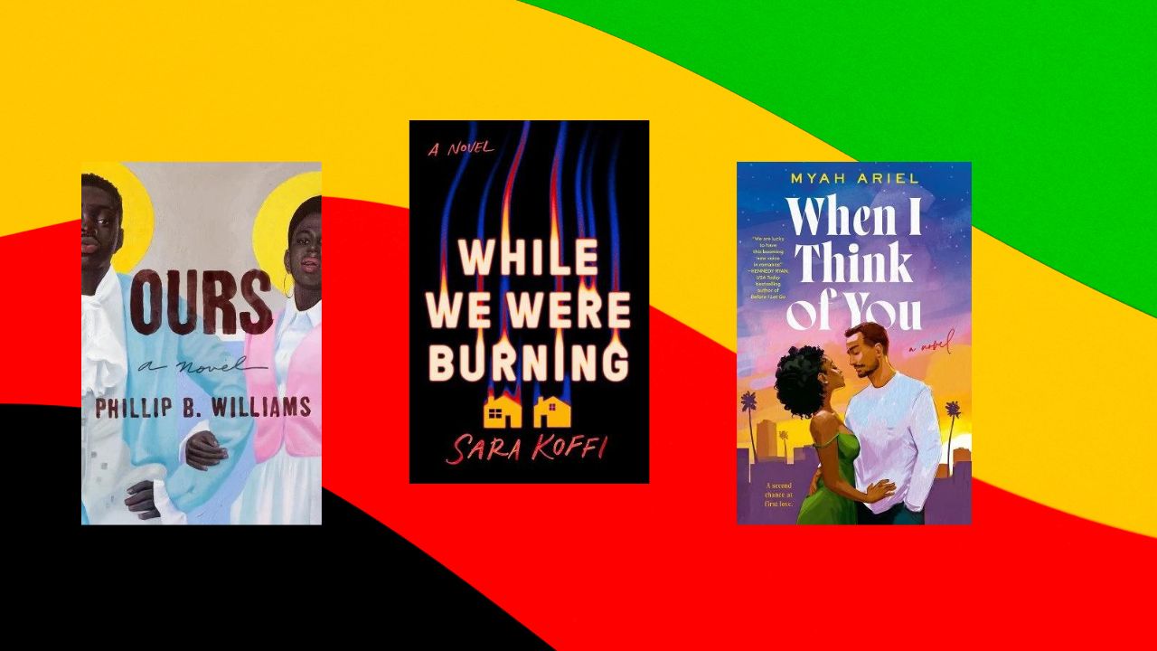 black history month colors background with 3 book covers