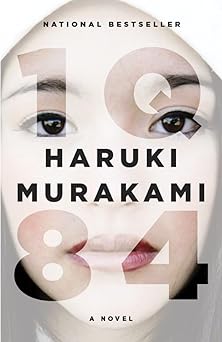 '1Q84' book cover showing a face behind the title