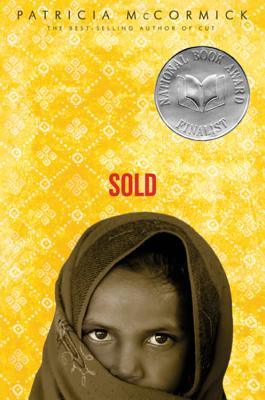Book cover for SOLD by Patricia McCormick which features the face of a young girl.
