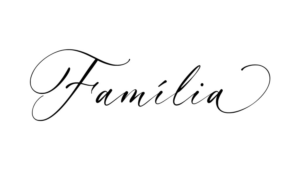 A cursive font style saying Familia on a white background