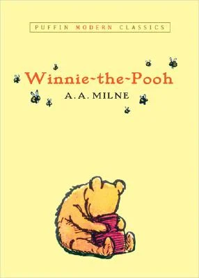 Winnie the Pooh cover with a yellow bear who has his head in a red honey pot. 