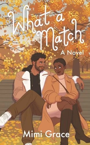 two people sitting on a bench during fall-- what a match book cover
