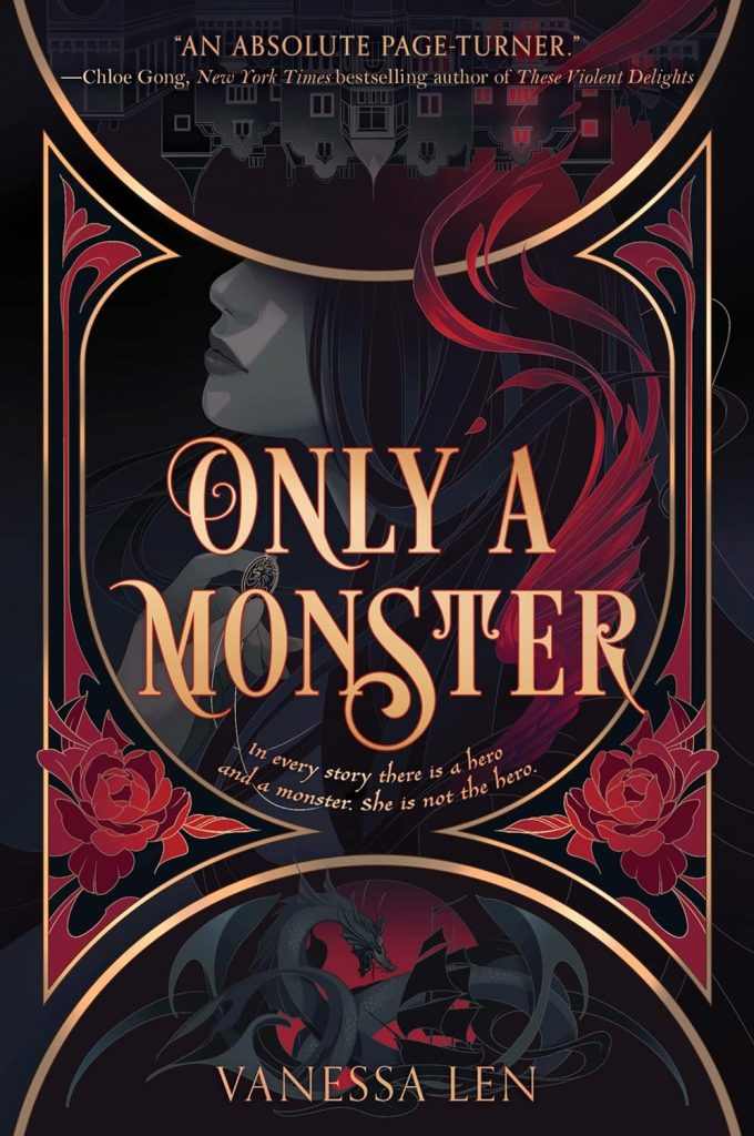 Only a Monster book cover, black and red