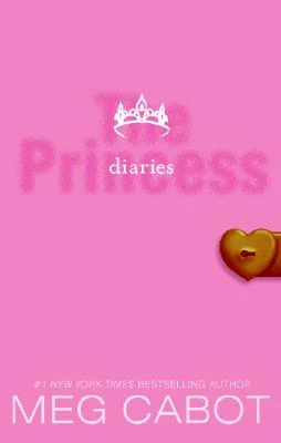 The Princess Diaries by Meg Cabot, showig a pink cover with a small crown and a heart shaped lock on the right.