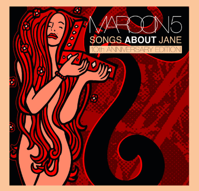 Album cover of Maroon 5's "Songs About Jane," showing a person with long, red hair holding a box to their ear.