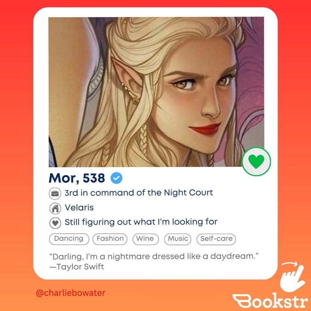 Website profile with blonde woman smiling red lipped woman with basic information below her