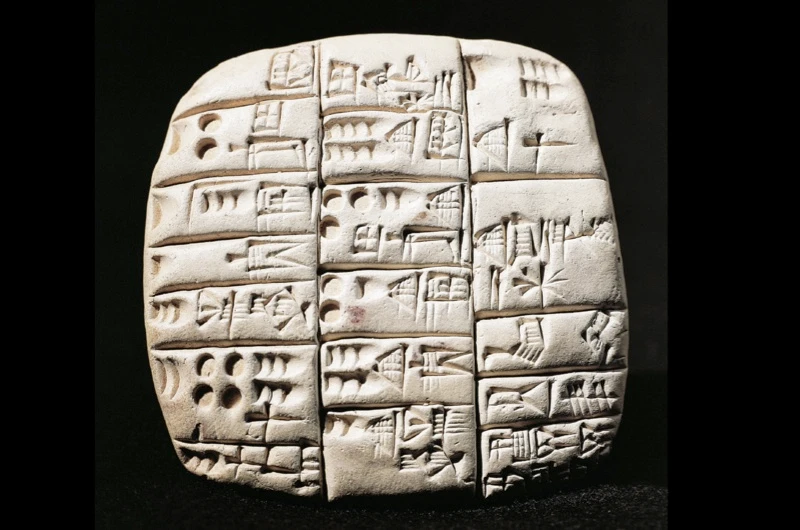 Ancient clay tablet with Mesopotamian cuneiform