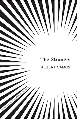 The Stranger cover by Albert Camus with black lines on a white background.