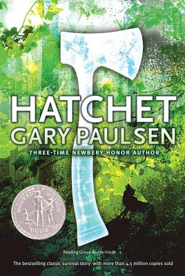 Hatchet cover by Gary Paulsen with a hatchet and woods in the background.