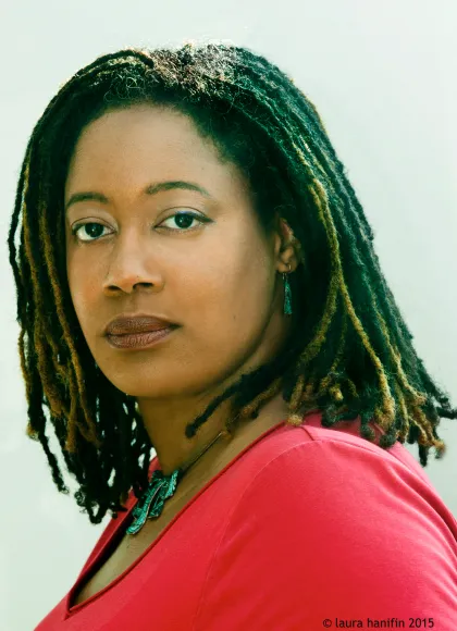 N.K. Jemisin looking at camera.