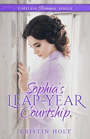 Book cover with a brunette woman in light purple long sleeved dress leaning against a doorway looking down