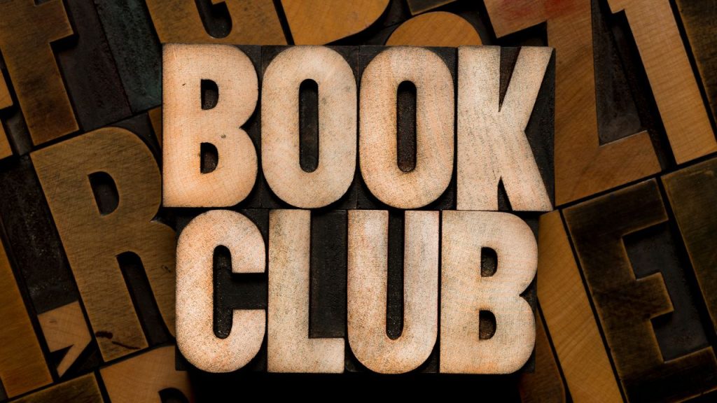 The words Book club in wood