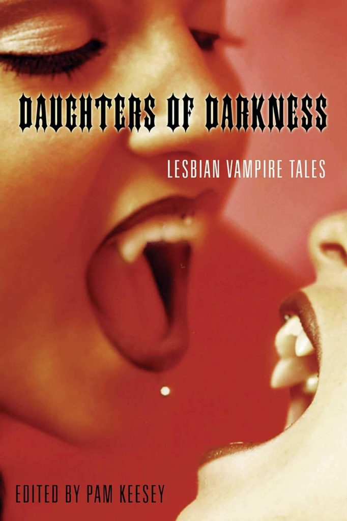 Daughters of Darkness cover by Pam Keesey, two female vampires baring their teeth at each other.