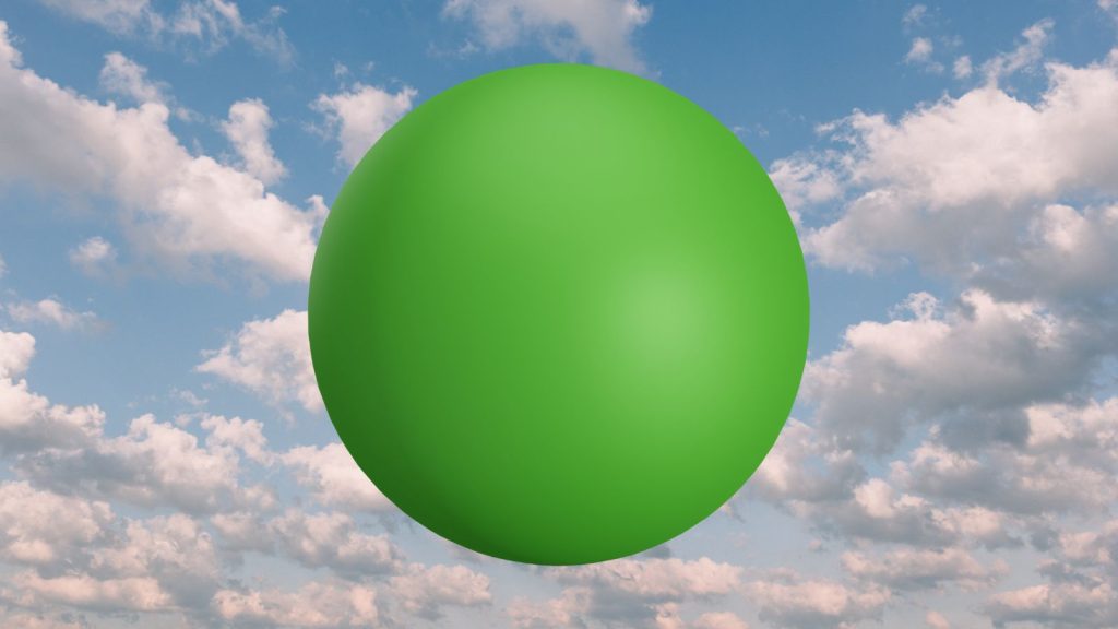 Green ball on a sky background