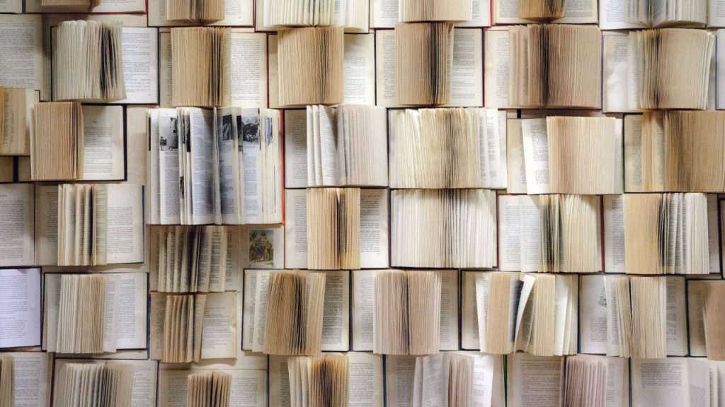 Opened books alined