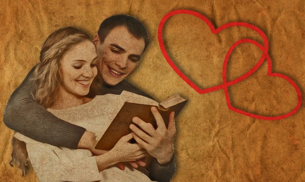 A couple READING a book.