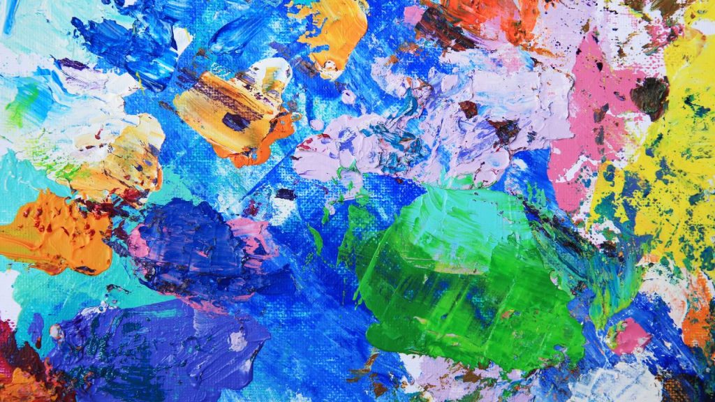 Different colors painted on a canvas.