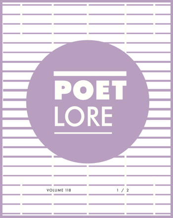 'Poet Lore' issue 118 with a purple and white horizontal striped pattern.