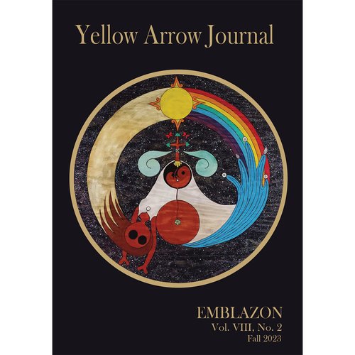 'Yellow Arrow Publishing' volume eight, issue two cover showing a volcano, rainbow, and water.