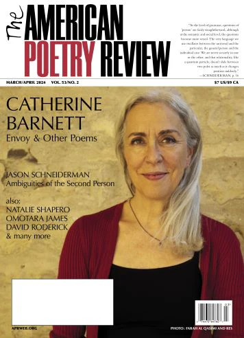 'The American Poetry Review' volume 53, second issue cover showing Catherine Barnett