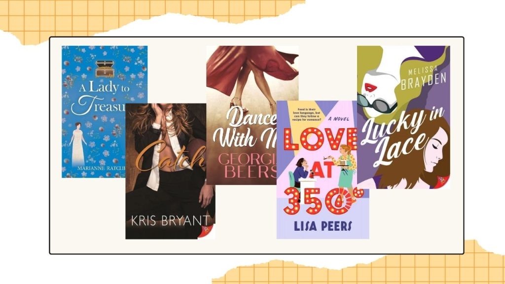 Five book covers to showcase the finalists for the Lesbian Romance category.