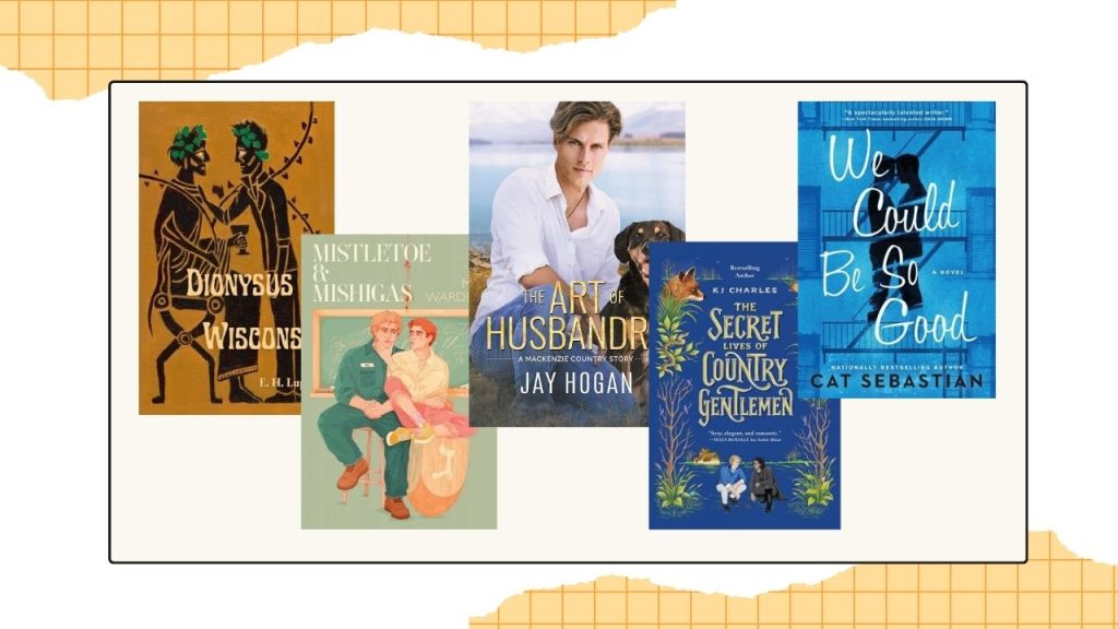 Five book covers to showcase the finalists for the Gay Romance category.