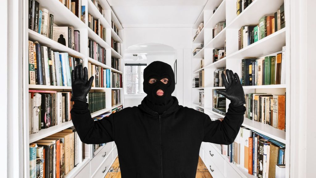 A thief caught in a library.