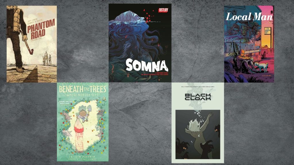 A slide featuring some of the nominated stories for "Best New Series."