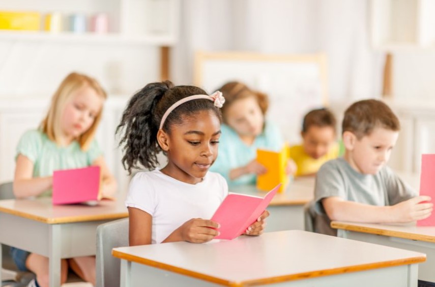 Young students reading.