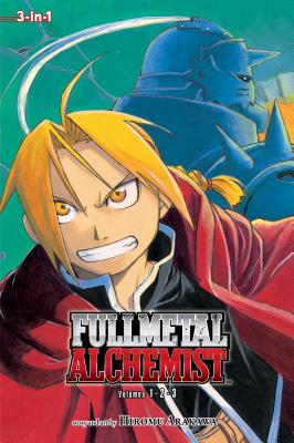'Fullmetal Alchemist' by Hiromu Arakawa book cover showing ed and Alphonse standing back to back.
