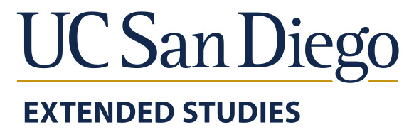 white background with one a single yellow line. The text says UC San Diego Extended Studies.